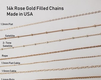 14k Rose Gold Filled Chain, Pick your Style, Pick your Length, Made in the USA, Bulk Savings Available!!!