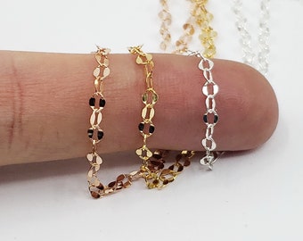 2.7mm x 3mm Dapped Cable Chain, 14k Gold Filled, Rose, Sterling Silver, USA, Bulk Savings Available!!!