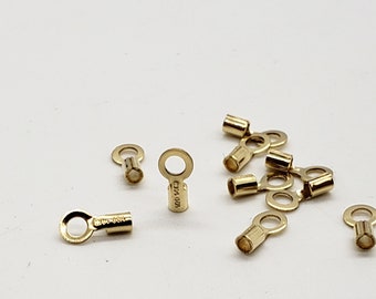 14k Gold Filled Crimp Ends | End Caps 1mm Inner Diameter | Light Weight | 10 pieces | Bulk Savings on 50 pieces, 150 pieces | Made in USA