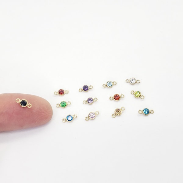 14k Gold Filled Cubic Zirconia Connectors, Birthstone Color CZ, 3mm, 2 Pieces per pack, USA, Bulk Savings Available!!!
