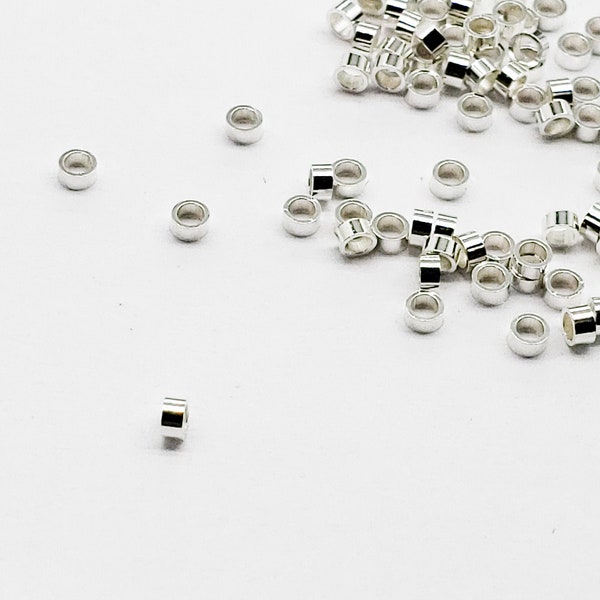 Sterling Silver Crimp Beads, 2mm x 1mm, Sold in Packs of 100, Bulk Savings Available!!