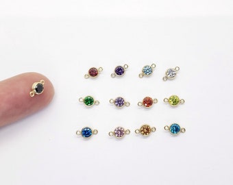 14k Gold Filled Birthstone Connectors 4mm CZ | 2 pieces | 13 Birthstone colors | Cubic Zirconia | Bulk Savings on 10 pieces | Made in USA