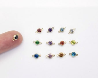 14k Gold Filled 4mm CZ Birthstone Connectors, 13 Colors to choose, 2 Pieces per pack, USA, Bulk Savings Available!!!