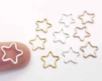 Star Link Connector or Charm, 10mm, Sterling Silver, 14k Gold Filled, 14k Rose Gold Filled, 3 Pieces, 19.5 Gauge, Bulk Savings Available!!!