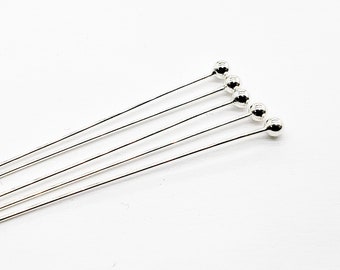 Sterling Silver Large Ball Head Pin, 3mm Ball, 3 Inches, 21 Gauge, Sold in 4 Piece Counts, Bulk Savings Available!!