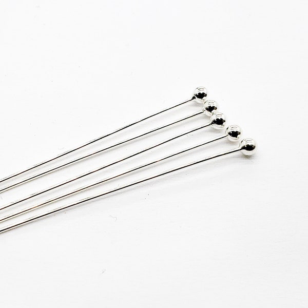 Sterling Silver Large Ball Head Pin, 3mm Ball, 3 Inches, 21 Gauge, Sold in 4 Piece Counts, Bulk Savings Available!!