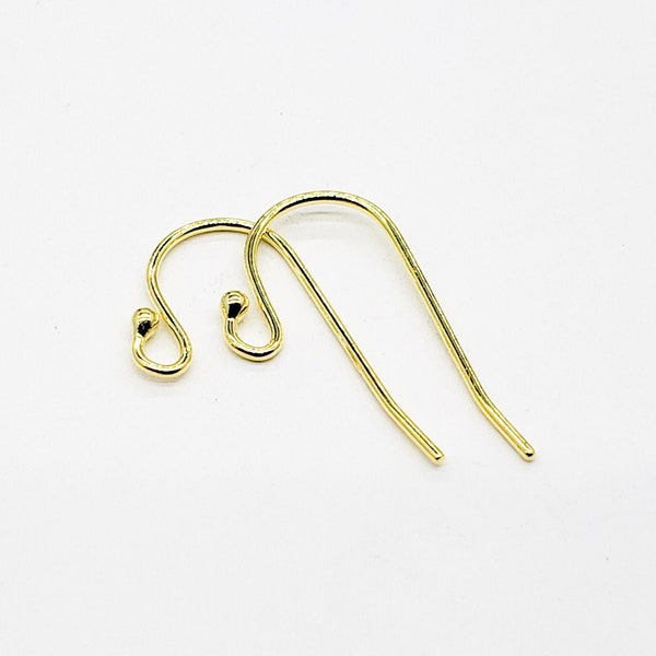 18K Gold over Sterling Silver Earring Wire, Ball End, 21 Gauge, 5 Pairs, Bulk Savings Available!!