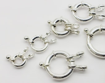 Sterling Silver Spring Clasp, 5 Sizes, 8mm, 10mm, 12mm, 14mm, 16mm, 19mm, 925, Bulk Savings available!!!