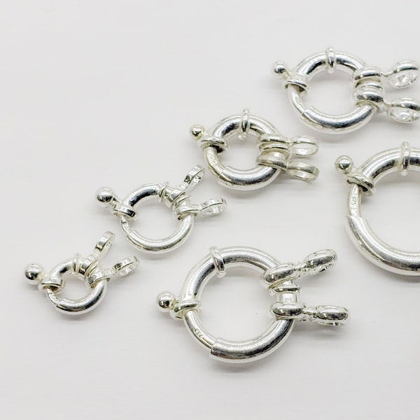 Sterling Silver Spring Clasp, 5 Sizes, 8mm, 10mm, 12mm, 14mm, 16mm, 19mm, 925, Bulk Savings available!!!