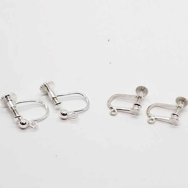 Boucles d'oreilles en argent sterling à visser, boules de 3 mm ou boucles d'oreilles à visser en bouton, oreilles non percées, 925, 1 paire, Économies disponibles !!!