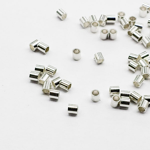 Sterling Silver Crimp Bead 2mm x 2mm, Sold in Packs of 50, Bulk Savings Available!!