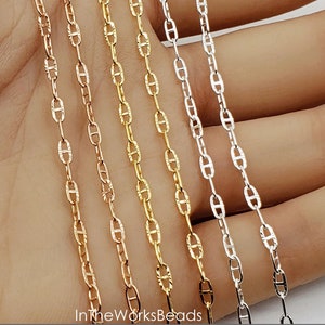 Anchor Mariner Star Burst Chain 2mm x 4.7mm, 14k Gold Filled, Sterling Silver, Rose Gold, 24 Gauge, USA, Bulk Savings Available!!!