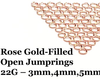 14k Rose Gold Filled Open Jump Rings, 22 Gauge, 3mm 4mm 5mm 6mm OD, USA, Bulk Savings Available!!1