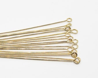 14k Gold Filled Eye pin, 24 Gauge, 2 Inch, USA, Sold in packs of 10, Bulk Savings Available!!