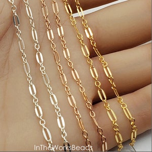Long and Short Dapped Sequin Chain, Long Version, 5.7mm x 2mm, Sterling Silver, Gold Filled, Sold by the Foot, Bulk Savings Available!!!