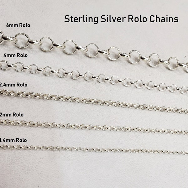 Sterling Silber Rolo-Kette, 5 Größen, 1,4 mm bis 6 mm, Fuß Preis, Bulk Savings verfügbar!!!