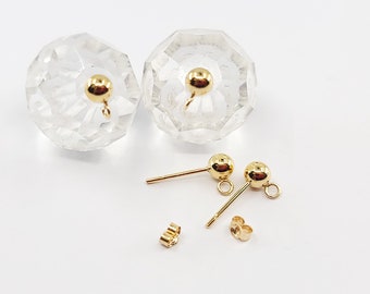 14k Gold Filled Earring 4mm Ball Post with Open Ring, Ear Nut Backing Optional, 2 Pair USA, Bulk Savings Available!!