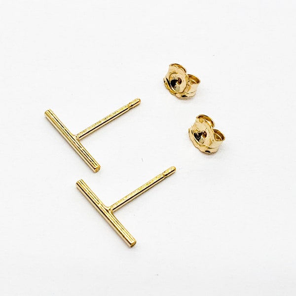 10mm Bar Post Earrings w/ Earring Nut Backing, Sterling Silver, 14K Gold Filled, 14K Rose Gold Filled, 1 Pair