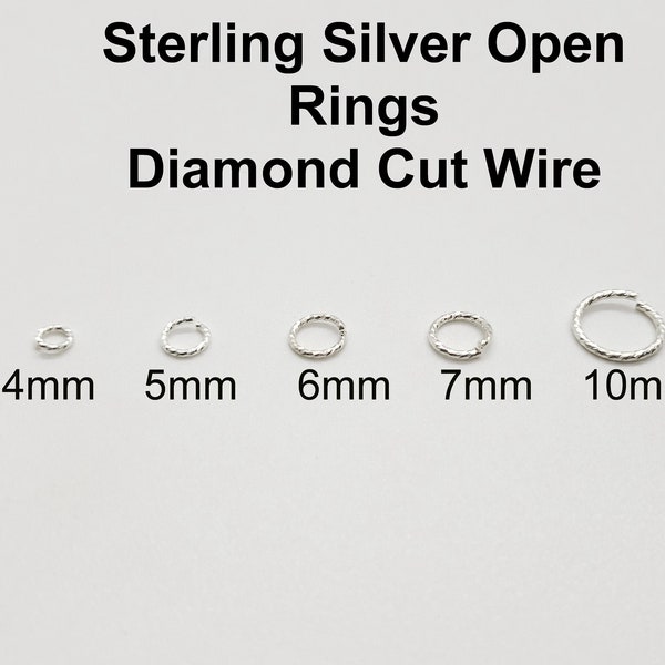 Sterling Silver Open Ring, Diamond Cut Wire, 4mm, 5mm, 6mm, 7mm, 10mm OD, USA, Bulk Savings Available!!!
