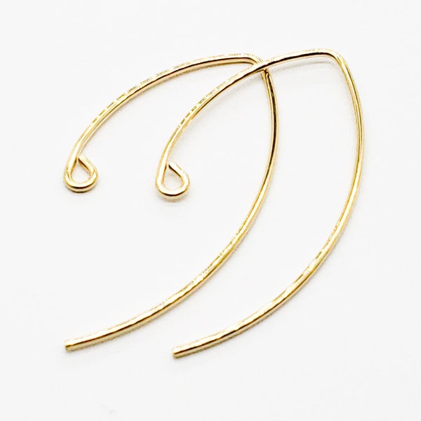 14k Gold Filled V Shape Earring Wire, 33mm x 16mm, 21 Gauge, 2 Pairs, USA, Bulk Savings Available!!