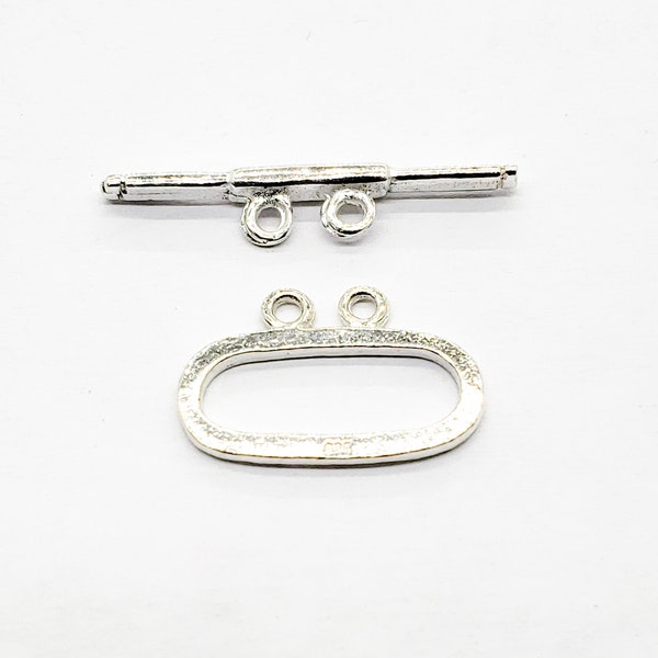 Sterling Silver Toggle Clasp, 2 Row, 21mm x 14mm, Sold as a set of 1, Bulk Savings Available!!!