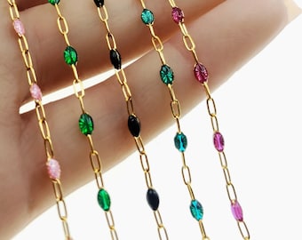14k Gold Filled Paper Clip Chain with Enamel, 5 Colors, Made in Italy, TLC4084 Bulk Savings Available!!!