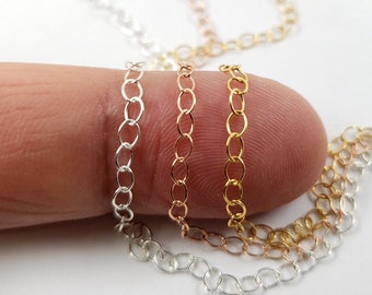 2.1mm x 3.5mm Oval Cable Chain, Sterling Silver, 14k Gold Filled, 14k Rose Gold, Made in the USA, Bulk Savings Available!!!