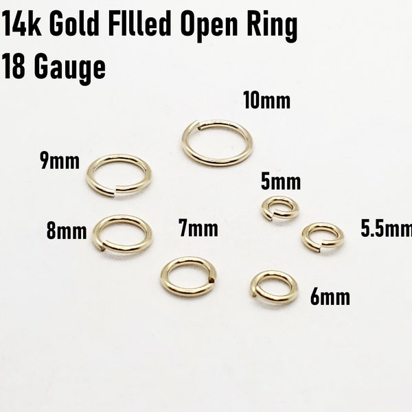 Bague ouverte remplie d'or 14 carats, calibre 18, diamètre extérieur de 5 mm à 10 mm, États-Unis, économies de volume disponibles !!!