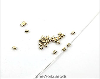 14k Gold Filled Crimp Beads 2mm x 2mm | 30 pieces | Bulk Savings 150, 450 pieces | Made in USA