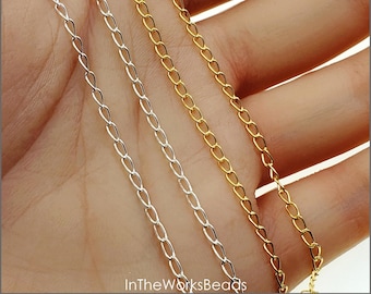 3.9mm x 1.6mm Curb Chain in Sterling Silver or 14k Gold Filled, 26 Gauge, By the Foot, USA, D10608C Bulk Savings Available!!!