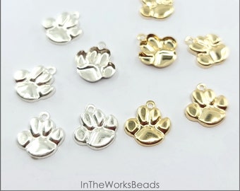 10mm Dog Paw Charm, 14k Gold Filled or Sterling Silver, USA, Lightweight, Sold in Packs of 2, Bulk Savings Available!!