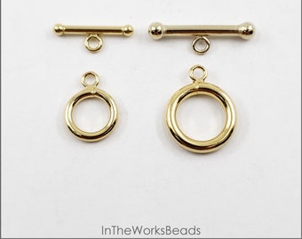 14k Gold Filled Toggle Clasp, Ball End Style, 2 Sizes, 9mm, 12mm, 1 Piece, Made in USA, Bulk Savings Available!!!