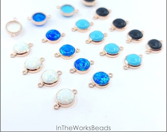 14k Rose Gold Filled 6mm Connectors, Blue Bello Opal, White Bello Opal, Imitation TQ, USA, Bulk Savings Available!!!