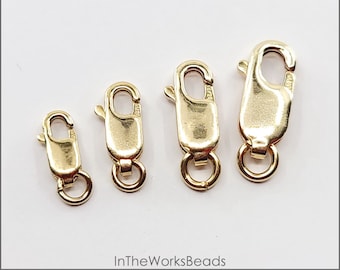 14k Gold Filled Lobster Clasp with Open Ring, 4 Sizes, 8mm, 10mm, 12mm, 14mm, Made in USA, Bulk Savings Available!!!