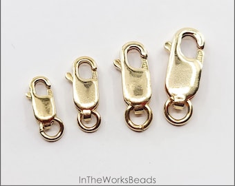 May include: Four gold-filled lobster clasps with rings in different sizes. 14k Gold Filled Lobster Clasp with Ring. 4 sizes available, Made in USA.