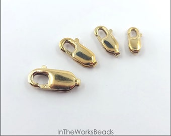 May include: Four gold-filled lobster clasps of different sizes. 14k Gold Filled Lobster Clasp. 4 sizes available, Made in USA.