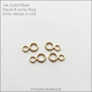 14k Gold Filled Figure 8 Jump Ring, 5mm OD | 4 pieces | Bulk Savings on 20, 60, 240 pieces | Made in USA