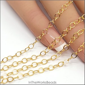 14k Gold Filled Oval Cable Chain, 3mm x 4mm, Made in the USA, Flat or Round Wire, Bulk Savings Available!!!