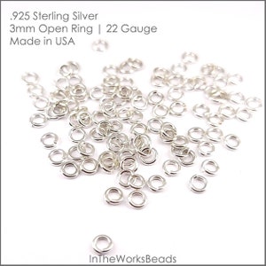 Sterling Silver Open Ring, 22 Gauge, 3mm OD, Sold in packs of 100, Bulk Savings Available!!!