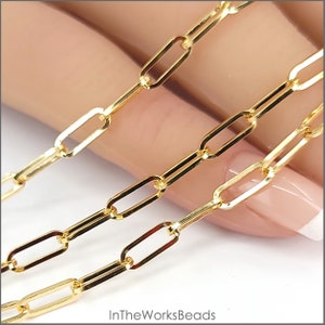 14k Gold Filled Elongated Rectangle Oval Paper Clip, 3.2mm x 8.5mm, 21 Gauge Square Wire, Italy, Bulk Savings Available!!!