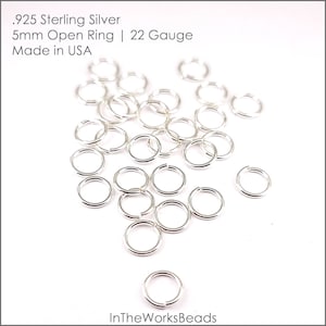 Sterling Silver Open Ring, 22 Gauge, 5mm OD, 50 Pieces, Bulk Savings Available!!