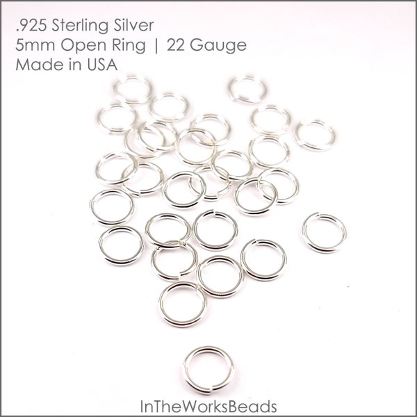 Sterling Silver Open Ring, 22 Gauge, 5mm OD, 50 Pieces, Bulk Savings Available!!