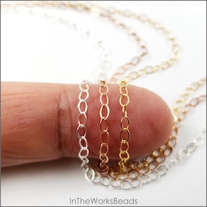2.1mm x 3.5mm Flat Cable Chain, Sterling Silver, 14k Gold Filled, 14k Rose Gold, Made in the USA, Bulk Savings Available!!!