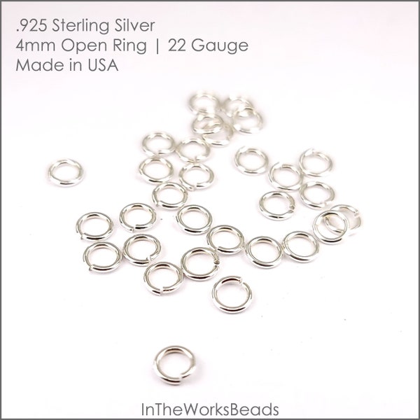Sterling Silver Open Ring, 22 Gauge, 4mm OD, Sold in packs of 100, Bulk Savings Available!!!