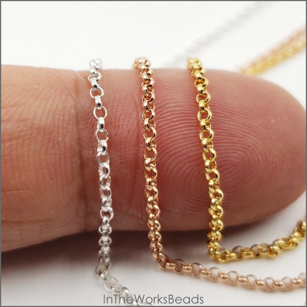1.4mm Rolo Chain, Sterling Silver, 14k Gold Filled, 14k Rose Gold Filled, USA, Foot Price, Bulk Savings Available!!!