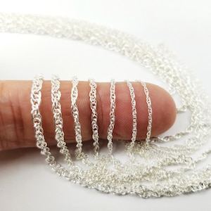 Sterling Silver Rope Chain, 1mm, 1.2mm, 1.4mm, 1.6mm, 1.8mm, 2.3mm, 2.5mm, Price by the Foot, USA, Bulk Savings Available!!!