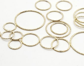 14k Gold FIlled Link, Closed Textured, 10mm, 15mm, 20mm, 25mm OD, 18 Gauge, Made in the USA, Bulk Savings Available!!!
