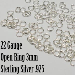 Sterling Silver Open Ring, 22 Gauge, 3mm OD, Sold in packs of 100, Bulk Savings Available image 3