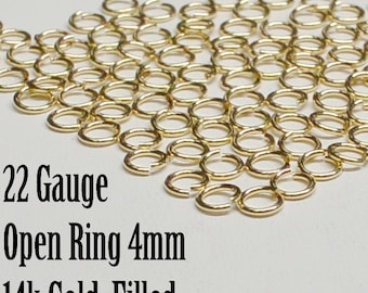 14k Gold Filled Open Ring, 22 Gauge, Most Popular 2 sizes, 3.5mm, 4mm OD | 50 Piece pack | Bulk Savings on 5 or 15 Packs | Made in USA
