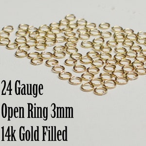 14k Gold Filled Open Ring, 24 Gauge, 3mm OD, 50 Pieces, USA, Bulk Savings Available!!!